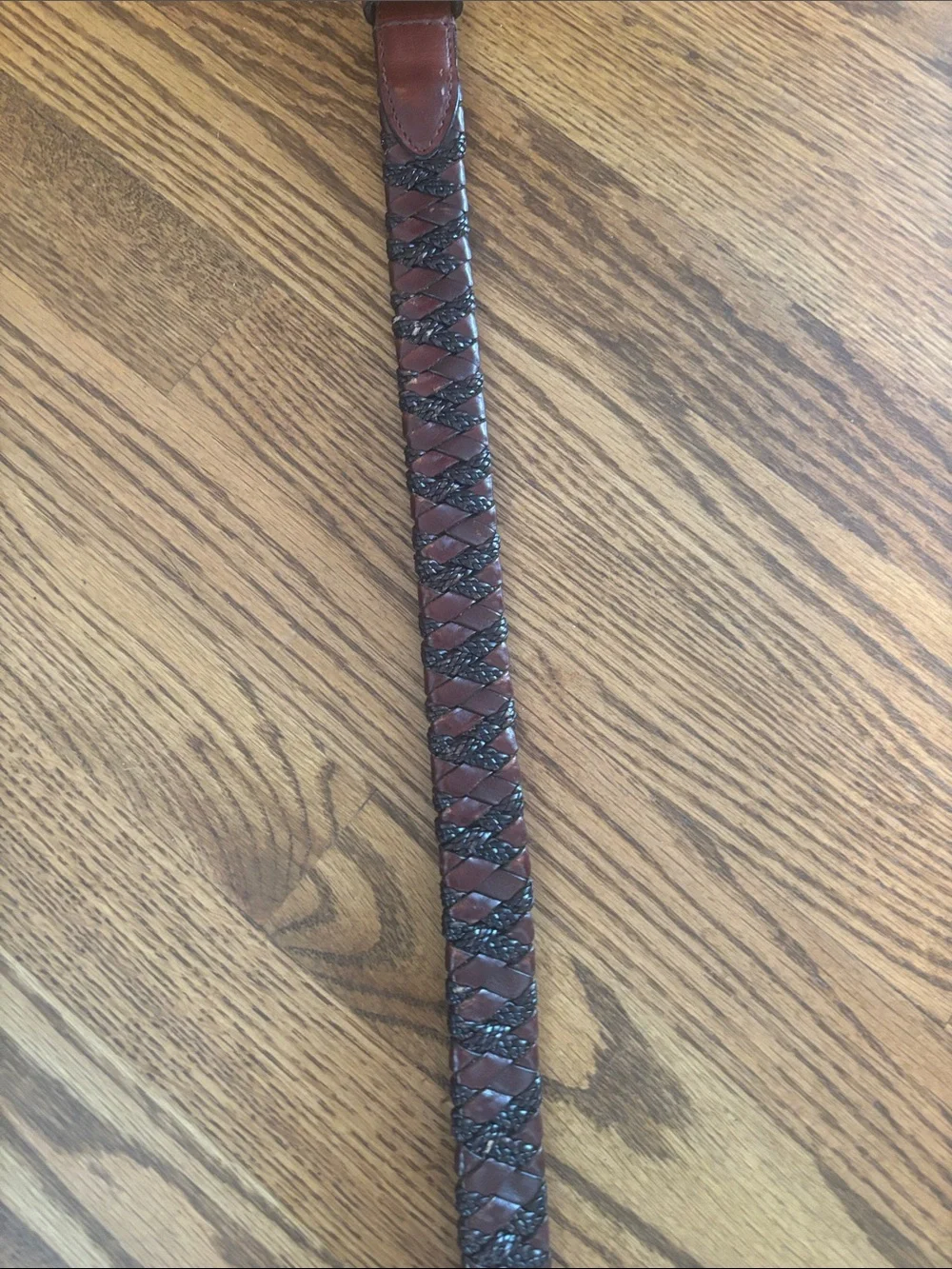 Vintage Men’s Brown Woven Braided Leather Belt Size 34/85 Boho Western EUC